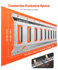 E-Track Tie-Down Rail Kit, 32-Piece 5-Foot Set With 8 Steel Rails, 8 O-Rings, 8 Tie-Downs With D-Ring And End Caps, rail measurements