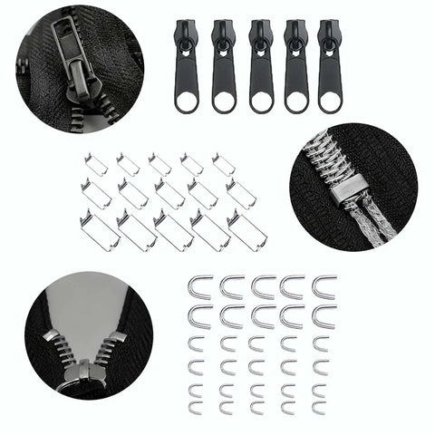 Pro-Grade Metal Zipper Repair Kit Set With Size 3, Size 5, And Size 8 Sliders Plus Dual Install Pliers, 85-Piece All-In-One Zipper Tool Kit