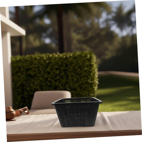 Hydroponic Net Pots And Mesh Grow Bags For Indoor Aquatic Plants, lightweight black mesh grow basket on table