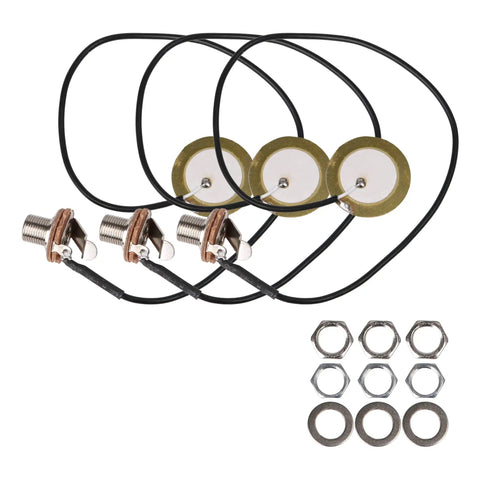 3 Pack Piezo Guitar Pickup Transducers With 0.25 Inch Output Jack For Guitar And Violin, Easy Install Replacement