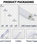 8 Pack Recessed Linear LED Strip Light Kit 200 Inches Total Length 3000K Warm White With Touch Control packaging details