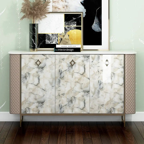 Blue Marble Waterproof Countertop Contact Paper 24x197 Inch Peel And Stick Vinyl Wrap on dresser in stylish room
