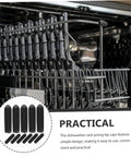 Heavy Duty Dishwasher Rack Prong End Caps 200 Pack Black Plastic Tip Protectors on a dishwasher rack for easy installation.