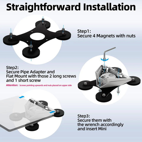 Starlink Mini Car Magnetic Roof Mount For Truck, Boat, And RV, Heavy Duty 4 Magnet System With 300 Pounds Pull assembly steps