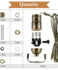 Two Pack Floor Lamp Repair Kit with 12 Foot Cords and 3 Way Socket Copper Plated Hardware Pacifier Gasket Top Cover Lamp
