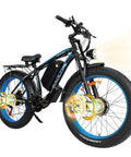 All Wheel Drive Electric Mountain Bike For Adults With Dual 1500W Motors, Up To 80 Mile Range And 38 MPH Peak, 21 Speed, Blue, side view