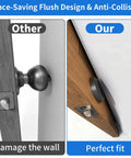 Comparison of a traditional door knob and Round Low Profile Door Knob With Hidden Recessed Cup Lock on a wooden door