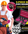 Worker using 9-Piece PVC Pipe Reamer Kit With Nine Reamers In 1/2 In 3/4 In 1 In 1-1/4 In 1-1/2 In 2 In 2-1/2 In 3 In 4 In