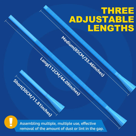 Gotta Have Dryer Lint Vacuum Attachments Kit for Deep Cleaning and Fire Prevention Lint Remover with three adjustable lengths in blue.