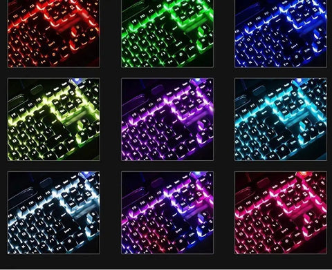 Sick RGB Backlit Mechanical Gaming Keyboard With Badass Ergonomic Form Factor And Adjustable Angle Stand, Tight USB Wired Setup For PC Gamers, Resilient Double Molded Keycaps Shield Spills And Wear, showing vibrant RGB lighting.