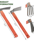 Heavy Duty Garden Tool Set 2 Piece Cultivator Kit With Carbon Steel Hoe And Rake, 15.2 Inch Wooden Handles, product dimensions shown