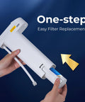 Hands replacing EDF Replacement Filter for Electric Water Filter Pitcher ED01 ED02 ED04, 3 months or 200 gallons