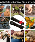 Long Welding Gloves 23.6 Inch Heat Resistant Leather With Kevlar for animal handling protection with various animals pictured