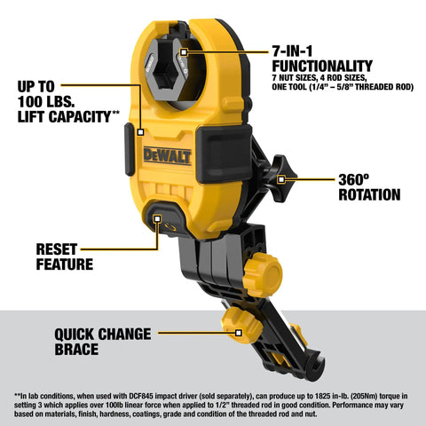 No Sweat Heavy Duty Nut Runner Attachment For Impact Driver with 100 lbs lift capacity and 360° rotation feature.