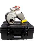 Built Tough Hydraulic Torque Wrench With Square Drive And Swivel Hose Connector For Heavy Duty Bolting Up To 72000 Nm on a black case.