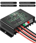 20A 12V 24V IP68 Waterproof PWM Solar Charge Controller for Outdoor Solar Systems with visible wires and circuit protection labels