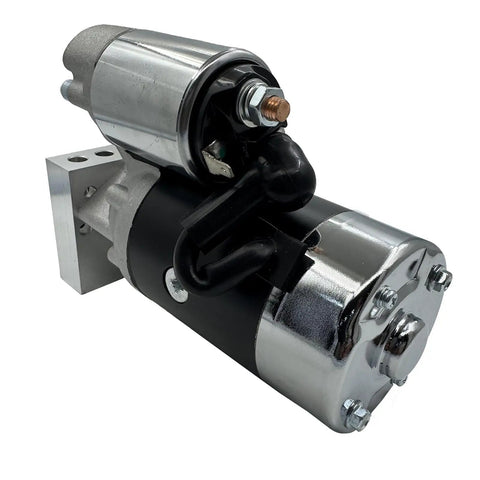 High Torque Starter For Chevy Small Block 350 Engine 12V 2.2Kw Beefy Mini Motor with chrome and black casing.