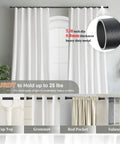 Heavy Duty Curtain Rod Set For Windows 28 To 50 Inches Five Eighth Inch Diameter Matte Black With Brackets shown with curtains.