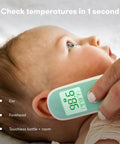 3 In 1 Infrared Thermometer For Ear Forehead And No Contact Temperature Readings, Fast Accurate Fever Checker For Babies Kids Toddlers And Adults, Instant Read, Gentle On Skin, Family Health Must Have. Baby using ear thermometer for forehead and touchless readings
