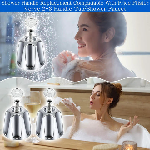 3 Piece Metal Shower Knob Replacement For Pfister Verve Tub And Shower Faucet Handle Remodel Kit with Chrome Finish