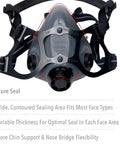 Reusable Half Mask Respirator For Paint Spray And Pesticides With OV Cartridges And R95 Filters, showing front detail of large size mask.