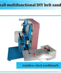 Heavy Duty Vertical Horizontal Belt Grinder Sander With Dual Mode Usage featuring stainless steel workbench and adjustable controls.