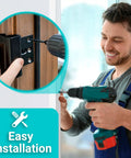 Man installing Home Security Door Reinforcement Lock For Kids Safety Upgraded Front Door Lock With 800 Lb Strength