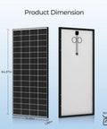 Front and back view of 320W Monocrystalline Solar Panels 2 Pack For 12 24V Off Grid Systems Rooftop Home RV Boat High Efficiency