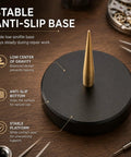 Precision Balance Wheel Holder For Mechanical Watches With Non Magnetic Brass Pin And Anti Slip Base on wood table