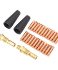 All In One MIG Welding Kit With 24 Tips 2 Flux Core Nozzles 2 Gas Diffusers Premium Copper Brass Teflon Parts 28 Piece