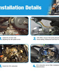 Installation details of GY6 150cc Carburetor PD24J Kit with ignition coil, throttle cable, starter solenoid, and components in use
