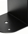 Close-up of black metal bracket from Heavy Duty 4x4 Inch Pergola Brackets Kit Metal Waterproof Connector Set 4 Piece Wood Deck Sleeve Cap Brackets