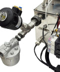 Heavy Duty Waste Oil Heater Furnace Burner With Air Atomizing Tech And Quick Temperature Tweaks For Running Smooth On Vegetable Fuel At 220 Volts Zero Trouble Setup close-up of air control valve and metal fittings.