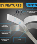 Clear Indoor Outdoor Adhesive Mounting Tape With Self Mating Reclosable Mushroom Fasteners 10 Foot Length 2 Pack key features