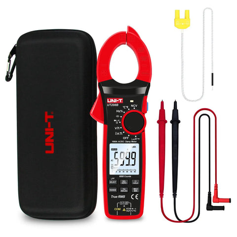 Digital Clamp Meter UT208B Inrush Current Mode True RMS 1000A AC DC with accessories and carrying case