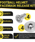 Mini Helmet Visor Quick Release Pin Repair Kit For Football Facemask Fix with 4 T Nuts and Snap Screws