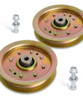 Flat Idler Pulley Replacement For Cub Cadet Riding Lawn Mower Decks 42 Inch Through 54 Inch 2 Pack with bolts, compatible with 756-04129