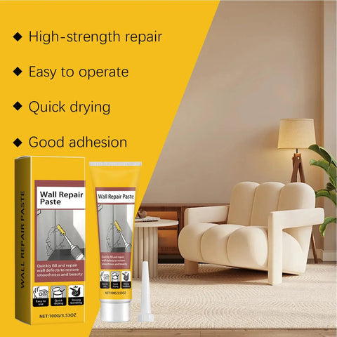 Fast Dry Wall Repair Paste 100g For Patching Holes And Cracks, Drywall Filler Putty For Ceilings And Walls, Easy Sanding And Smooth Finish For Living Rooms, Bedrooms, Kitchens, Bathrooms, Balconies, Basements, And Garages