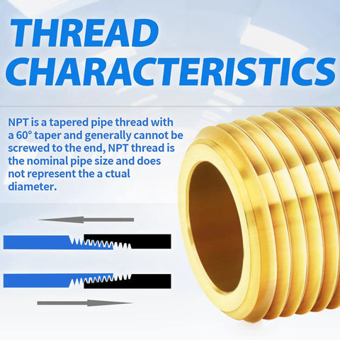 Brass Pipe Fitting Long Nipple One Quarter Inch NPT Male By One Quarter Inch NPT Female Two Inch Length Two Pack thread characteristics diagram