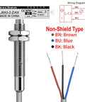 Pro Grade M6 Inductive Proximity Sensor Switch Non Shield Type LJ6A3-2-Z AX 2mm Detect Range, 10-30VDC, 150mA, NPN Normally Closed, 3 Wire, Gray Metal Body, 78-Inch Cable with wiring diagram and exposed wires