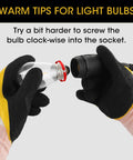 Hands inserting Outdoor Patio S14 LED Replacement Bulbs into socket, shatterproof waterproof 1W LEDs with E26 base.