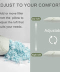 Adjustable shredded memory foam from Two Pack Camping Pillow For Sleeping On The Go, Compact Travel Pillow With Soft Cover.