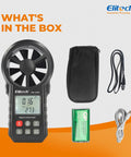 Pro Grade HVAC Anemometer With Bluetooth For Air Flow And Temperature Measurement, Real Time And Average Max Readings In CFM And CMM, Duct Traversing, System Balancing, Fume Hood Verification, case, battery, cable