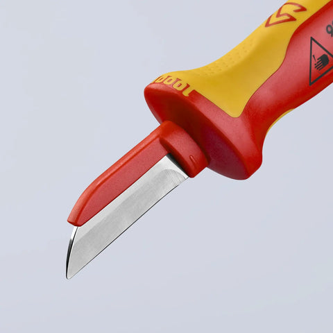 1,000V Insulated Cable Knife With Solid Fixed Blade, Plastic Coated Back To Prevent Short Circuits, Slip Guard Handle