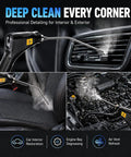 Heavy Duty Handheld Steam Cleaner With A Killer 2500 Watt Heater And Lightning Fast Ten Second Warm Up for cleaning car upholstery and engine.