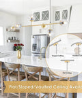 Kitchen island with Six Light Gold Sputnik Chandelier With Glass Shades, Height Adjustable Mid Century Brass Pendant, 3000K LED