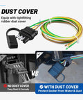 Straight Up Heavy Duty 25 Inch Four Way Flat Trailer Plug With Protective Dust Cover showing tight-fitting rubber dust cover design.