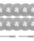 Professional Cutting Disc Set For Circular Saw Blades And Abrasive Grinding Wheels Plus Mandrel Power Tool Accessory Kit with 10 discs and 2 mandrels.