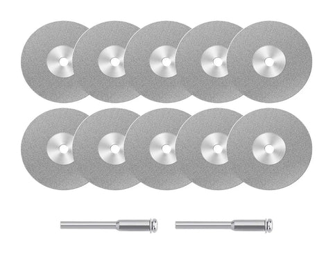 Professional Cutting Disc Set For Circular Saw Blades And Abrasive Grinding Wheels Plus Mandrel Power Tool Accessory Kit with 10 discs and 2 mandrels.