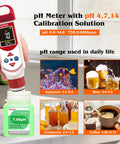 4-In-1 Water Tester With Color Screen Display And Pro Grade Accuracy PH EC TDS PPM Meter for Hydroponics, showing pH calibration.